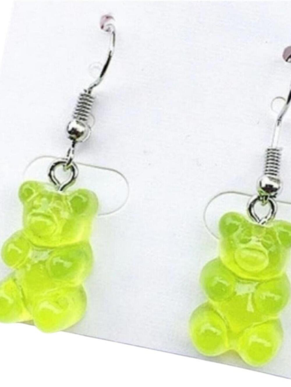 Sugar Rush Green Faux Gummy Bear Earrings